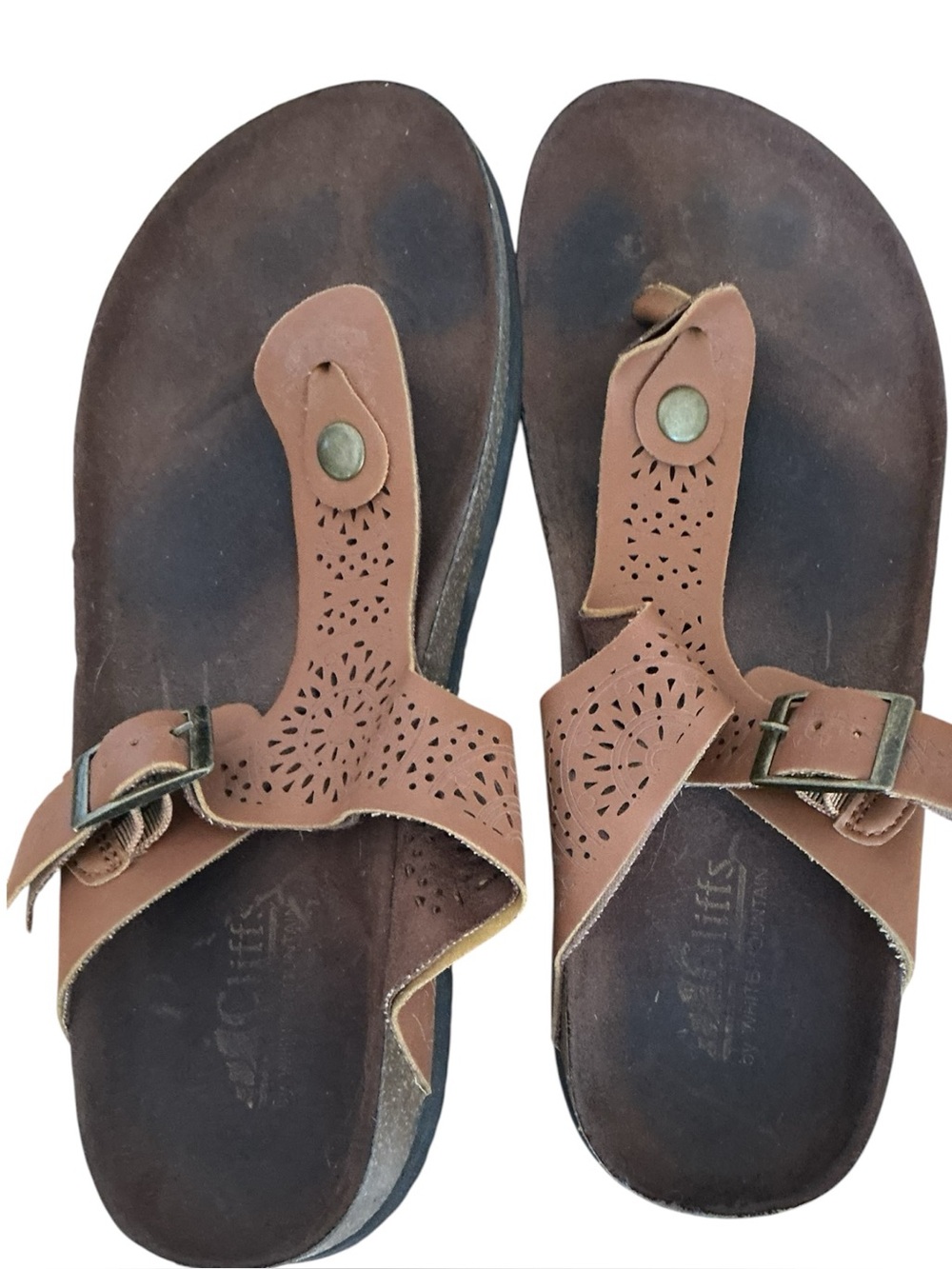 Cliffs by White Mountain Tan T Strap Sandals